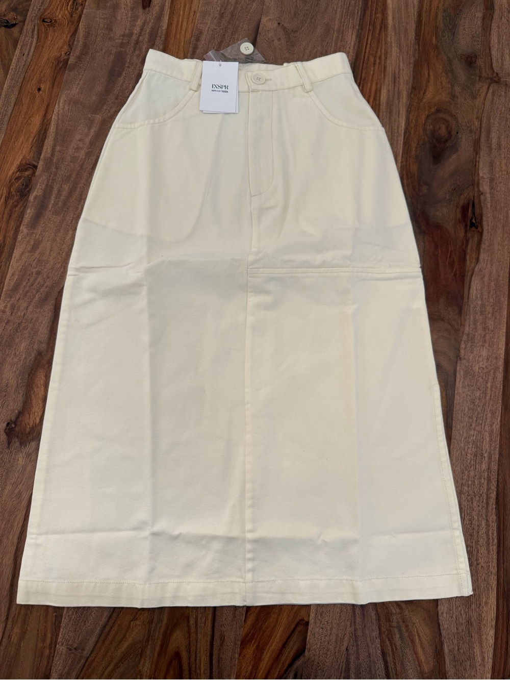 INSPR Ivory Cream Midi Skirt
